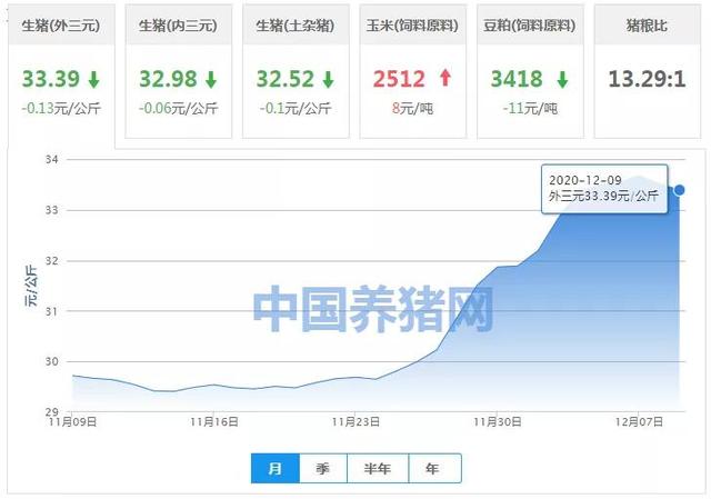 12月9日最新生猪报价——猪价小幅调整，5涨1平25跌 